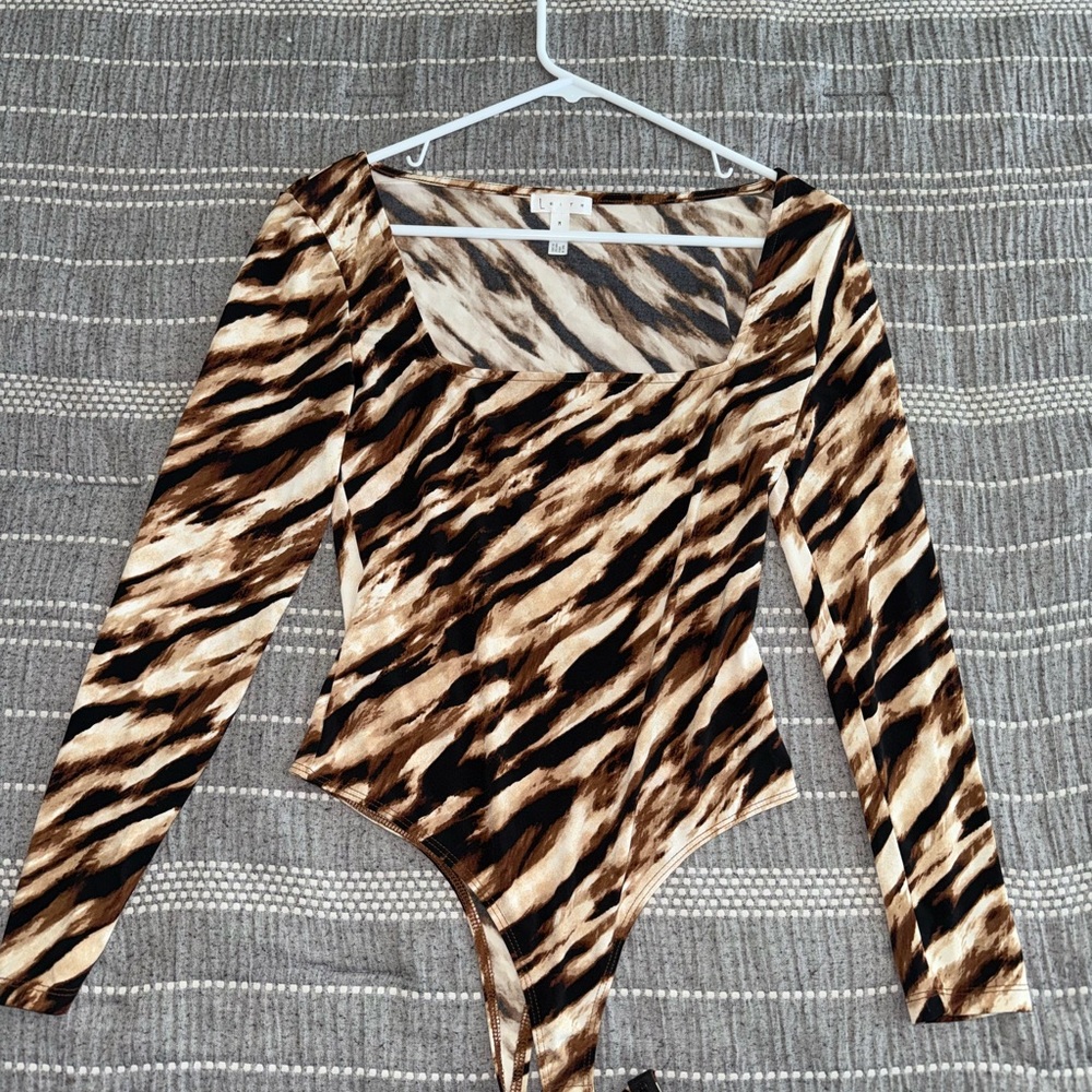 Animal Print Long Sleeve Bodysuit